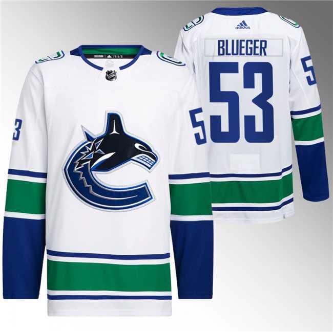 Men%27s Vancouver Canucks #53 Teddy Blueger White Retro Stitched Jersey->vancouver canucks->NHL Jersey